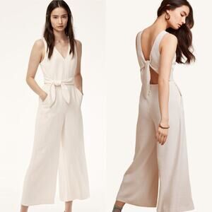 Wilfred Aritzia Jumpsuit 2 Pale Pink | Tie Waist, Wide Leg, Minimalist Blush EUC